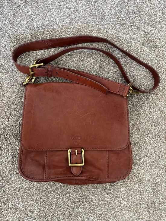 Fossil Handbags - Fossil Brown Goat Hide Leather Crossbody Purse with Removeable Strap